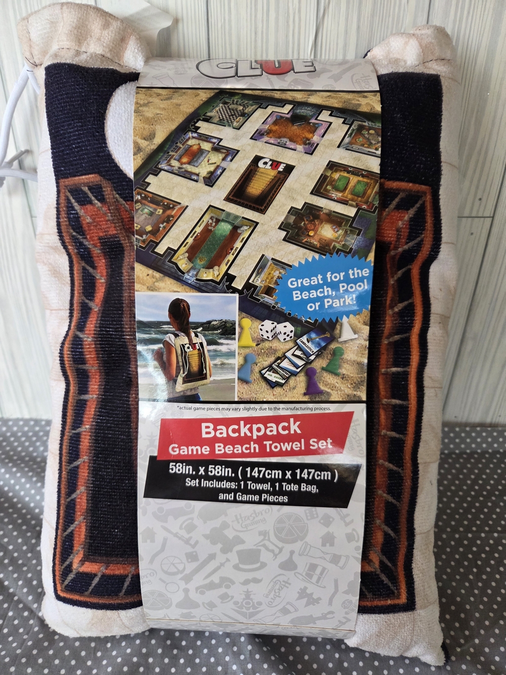 Clue Backpack Game Beach Towel Set - Black and Orange